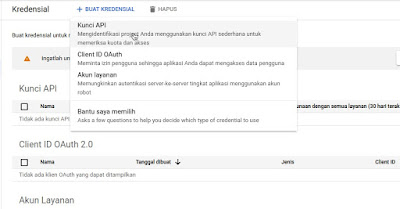 Blogger API v3 membuat kredensial Blogger API v3 membuat kredensial